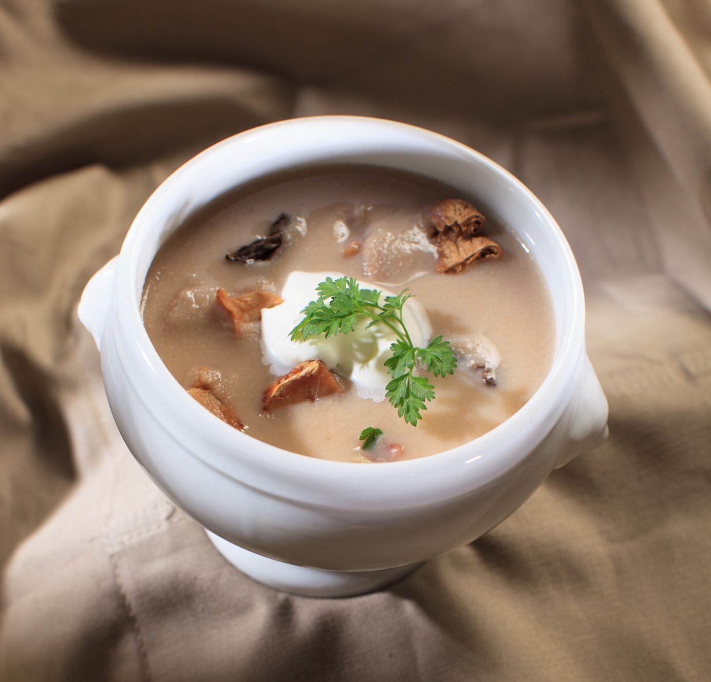 Velouté aux châtaignes d’Ardèche et aux cèpes