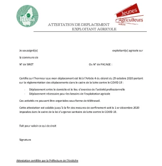 Attestations de déplacement