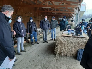 Les agriculteurs échangent sur le terrain